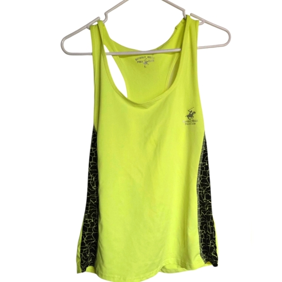 Beverly Hills Polo Club Yellow and Black Women's Racerback Athletic Large Top - Picture 1 of 5